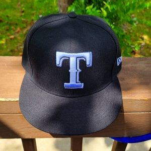 New Era Black Texas Rangers Fitted Hat